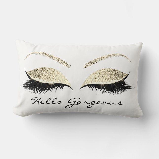 White Eyes Makeup Lash Hallo Gorgeous Champaigne Lendenkissen (Vorderseite)