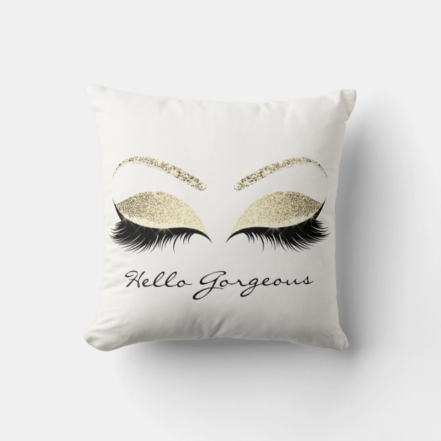White Eyes Makeup Lash Hallo Gorgeous Gold Spark Kissen (Vorderseite)
