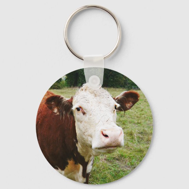 White Faced Beef Cow Schlüsselanhänger (Vorderseite)