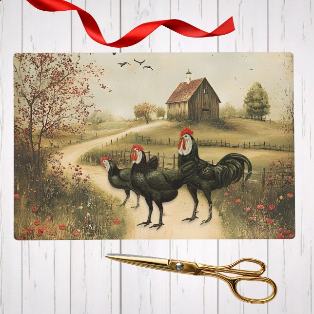 White Faced Black Spanish Bantam Roosters Chickens Seidenpapier (Von Creator hochgeladen)