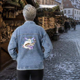 White Fairy Cat Mushroom Jeansjacke