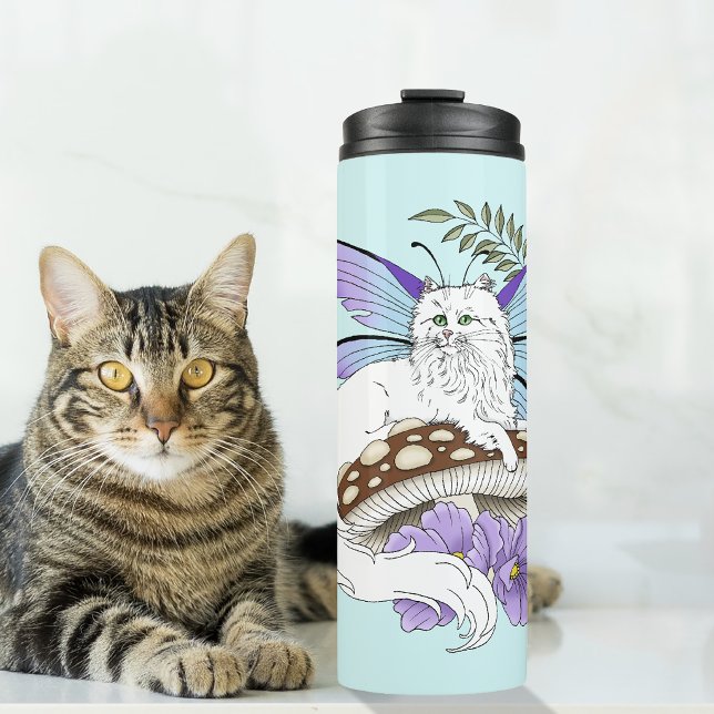 White Fairy Cat Mushroom Thermosbecher (Von Creator hochgeladen)