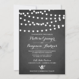 White Fairy Lights Chalkboard Hochzeit Einladung