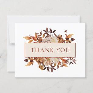 White Fall Terracotta Blätter Floral Vielen Dank Karte