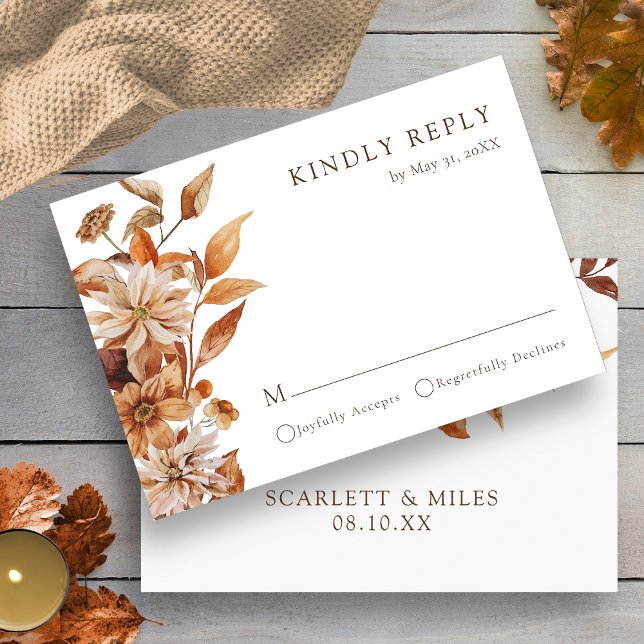 White Fall Terracotta RSVP Karte (White Fall Terracotta Watercolor Floral Wedding RSVP Card by Painted Paperie
)