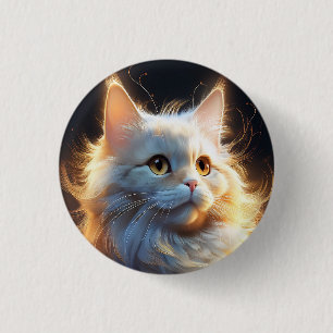 White Fantasy Cat Button