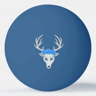 White Fantasy Deer Head Antlers Rose Blue Eyes  Tischtennisball