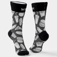 White Fast Food Icons Mustersocken
