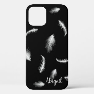 White Feathers on Black Case Mate iPhone Case