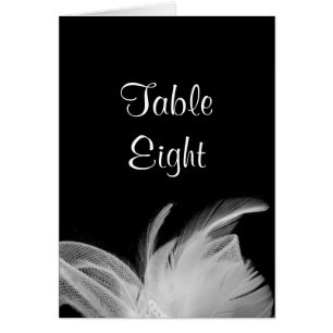 White Feathers Tischnummer Card (schwarz)