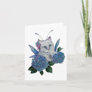 White Fee kitty Grußkarte Karte