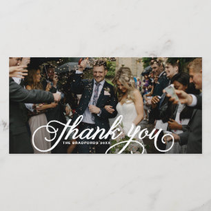 White Feminine Script Wedding Vielen Dank Dankeskarte