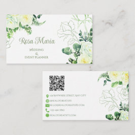 White Feminine Watercolor Floral Event Planner Visitenkarte