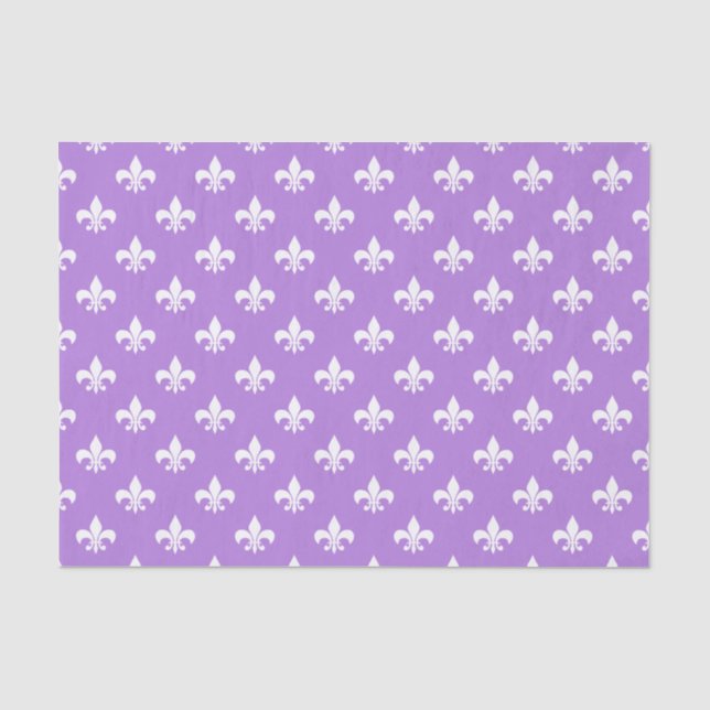 White Fleur-de-lis on Lavender Lila Seidenpapier (Vorderseite)