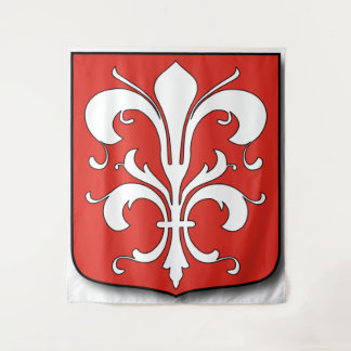 White Fleur-de-Lis Shield - Mobilität und Eleganz Wandteppich