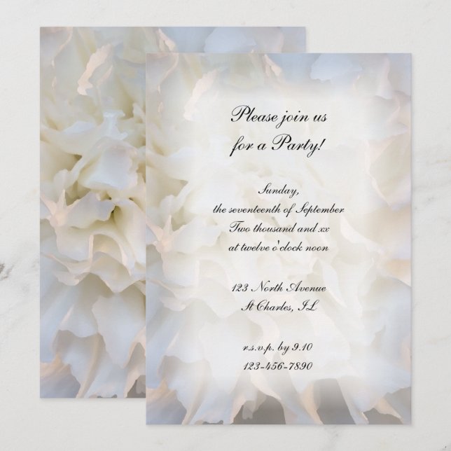 White Floral All Occasion Party Invitation (Devant / Derrière)