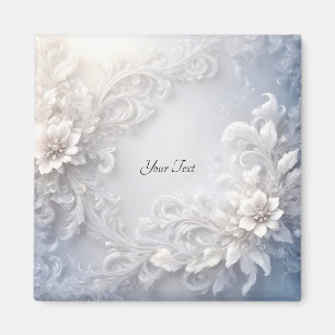 White Floral Blüh Magnet
