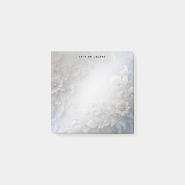 White Floral Blüh Post it Notes Post-it Klebezettel (Vorderseite)