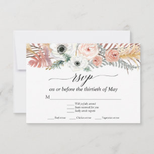 White Floral Boho Pampas Grass Tropical Palm UAWG RSVP Karte