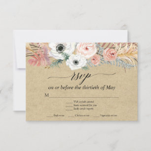 White Floral Boho Pampas Grass Tropical Palm UAWG RSVP Karte