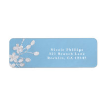 White Floral Branch Blue Bridal Shower Einladung