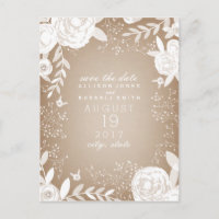 White Floral Cardstock Save the Date Inspiriert