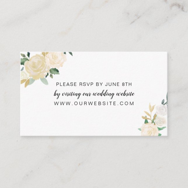 White Floral couronne mariage rsvp carte en ligne (Devant)