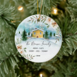 White Floral Family Christmas House Ornament Gift<br><div class="desc">Our First Christmas in our new home Ornament Gift
Personalized with your own name,  event,  and year!</div>
