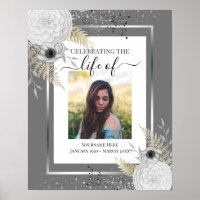 White Floral Feier Life Foto Poster