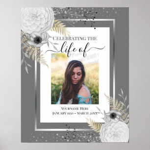 White Floral Feier Life Foto Poster