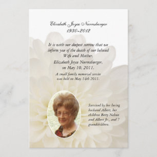 White Floral Foto Death Announccard Ankündigung