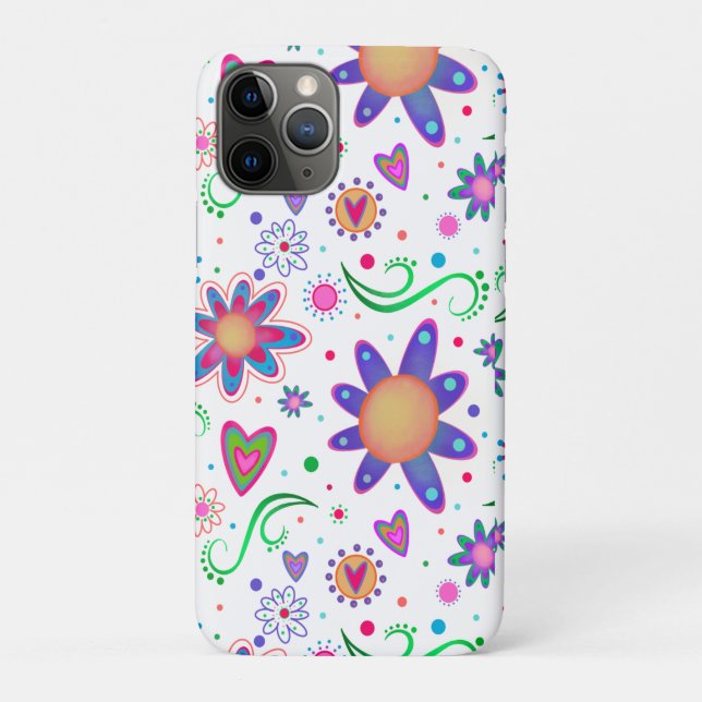 White Floral Fun Muster Girlangivität Case-Mate iPhone Hülle (Rückseite)