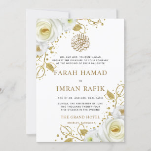 White Floral Gold bilden den Rahmen für islamische Einladung