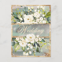 White Floral Gold Botanische Creme Elfenbeinhochze