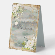 White Floral Gold Botanische Creme Elfenbeinhochze