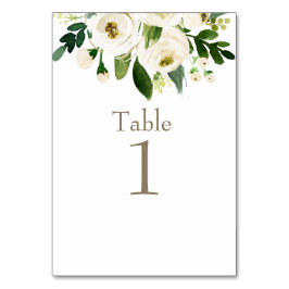 White Floral Gold Hochzeit von Watercolor Tischnummer