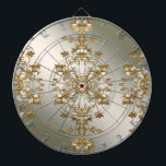 White Floral Gold Verziert Dartboard Dartscheibe<br><div class="desc">Verzierte Dartboard aus weißem Blütengold</div>