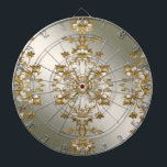 White Floral Gold Verziert Dartboard Dartscheibe<br><div class="desc">Verzierte Dartboard aus weißem Blütengold</div>