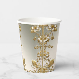 White Floral Gold Verziert Paper Cup Pappbecher