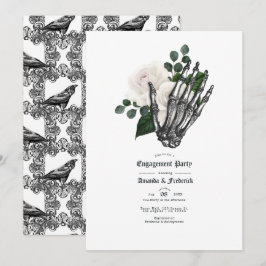 White Floral Gothic Wedding Engagement Party Einladung
