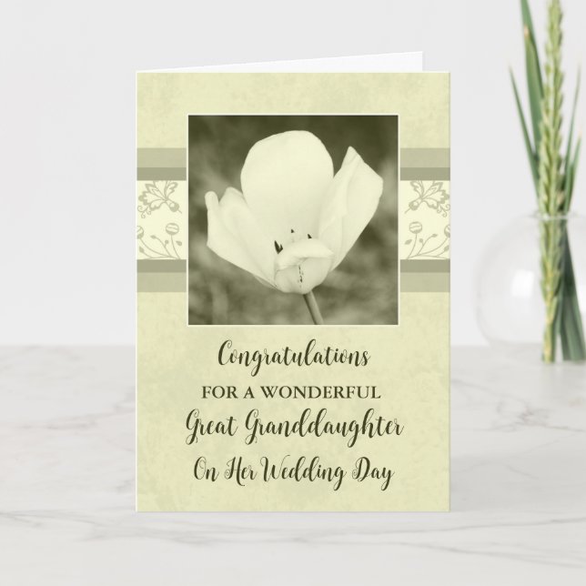 White Floral Great Enkeltochter Hochzeit Karte (Vorderseite)