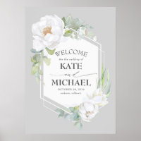 White Floral Greenery Geometric Wedding Welcome