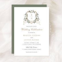 White Floral Greenery Ivy Monogram Wappen Wedding