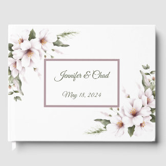 White Floral Guest Book Gästebuch