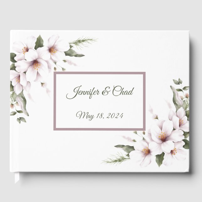 White Floral Guest Book Gästebuch (Vorderseite)