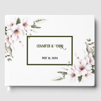 White Floral Guest Book Gästebuch