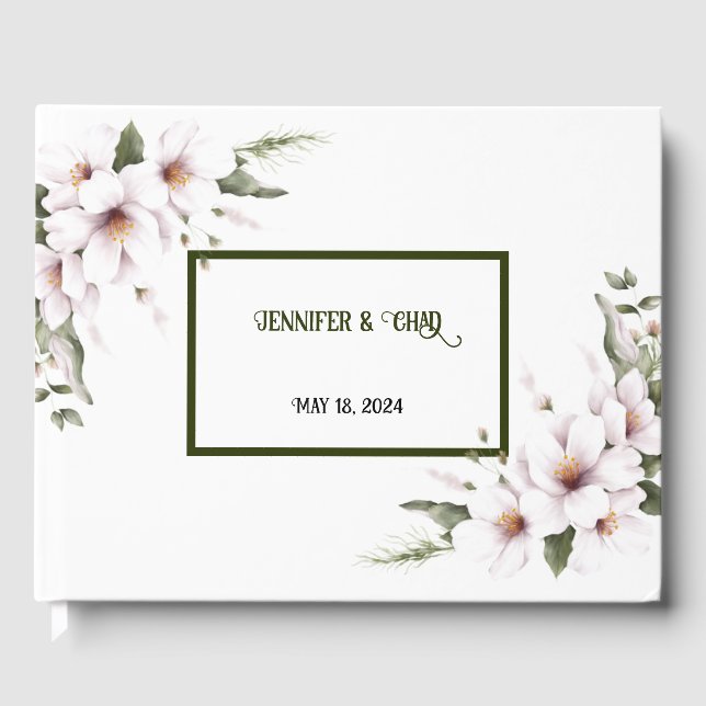 White Floral Guest Book Gästebuch (Vorderseite)