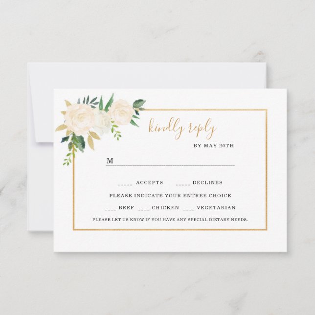 White Floral Hochzeit rsvp mit vielen Möglichkeite (Vorderseite)