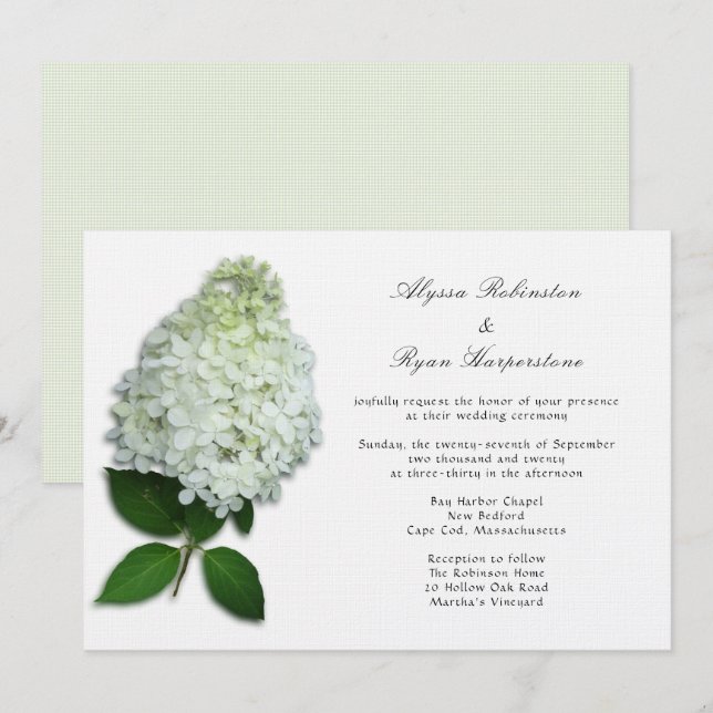 White Floral Hydrangea Wedding Invitations (Devant / Derrière)