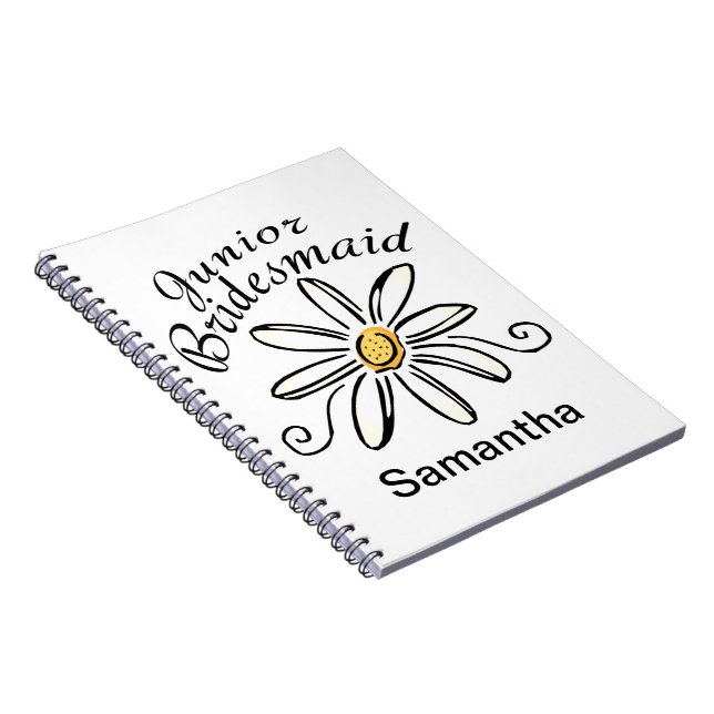 White Floral Junior Bridesmaid Notizblock (Rechte Seite)